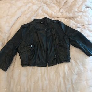 Black Crop Faux Leather Jacket